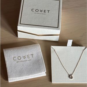 Covet Stella and Dot letter “G” diamond delicate necklace 14K pave yellow gold